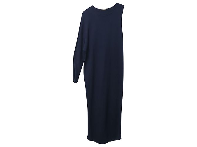 Abito monospalla The Row in lana blu navy - vista 5