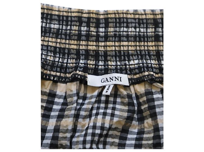 Ganni – Off-Shoulder-Top mit Karomuster aus mehrfarbiger Baumwolle - Ansicht 7