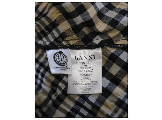 Ganni – Off-Shoulder-Top mit Karomuster aus mehrfarbiger Baumwolle - Ansicht 8