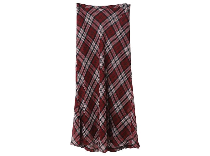Karierter Maxirock von Michael Kors aus rotem Seiden-Voile - vista 4