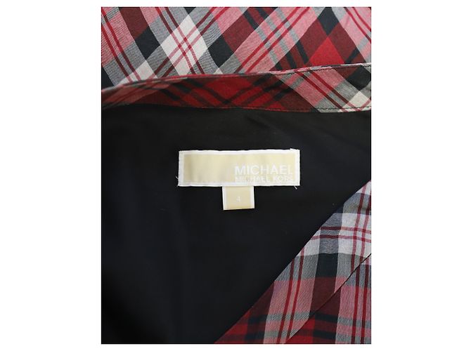 Karierter Maxirock von Michael Kors aus rotem Seiden-Voile - vista 6