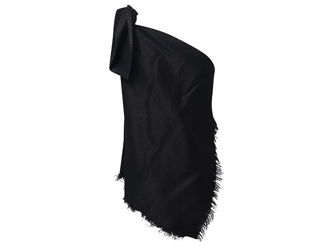 Marques Almeida One-Shoulder-Top mit Schleife aus schwarzer Baumwolle - Ansicht 2