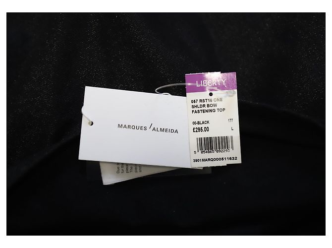 Marques Almeida One-Shoulder-Top mit Schleife aus schwarzer Baumwolle - Ansicht 7