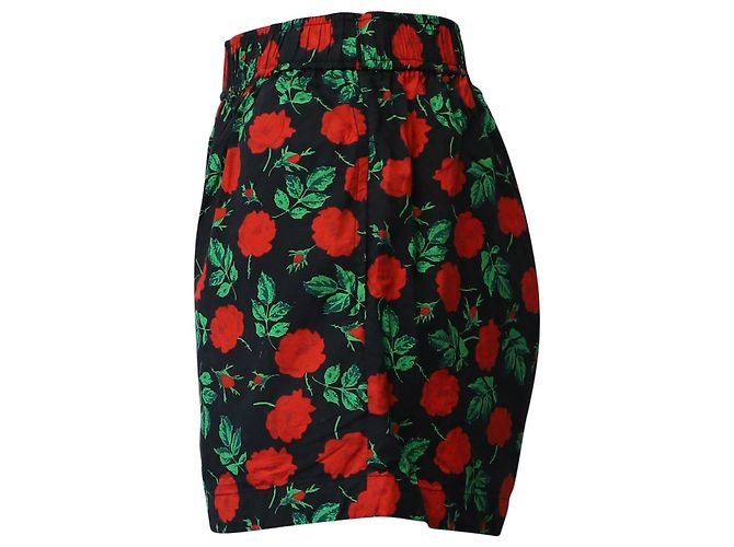 Pantalones cortos con estampado de rosas Ganni en algodón negro - vista 2