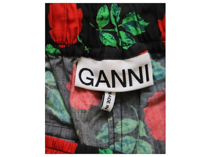 Pantalones cortos con estampado de rosas Ganni en algodón negro - vista 5