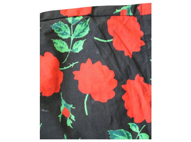 Pantalones cortos con estampado de rosas Ganni en algodón negro - vista 8