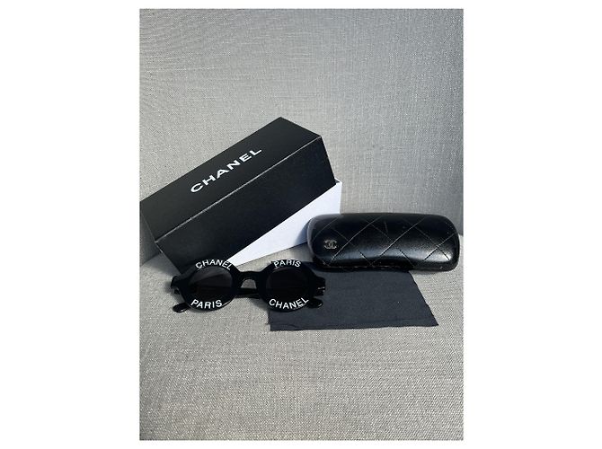 Gafas de sol Chanel redondas negras de plástico Negro - vista 7