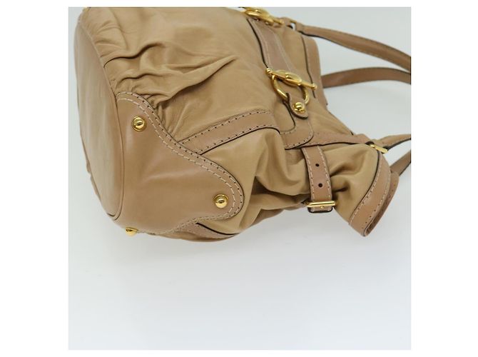 GUCCI Borsa A Tracolla Horsebit Pelle Beige 203546 Auth FM3198 - vista 4