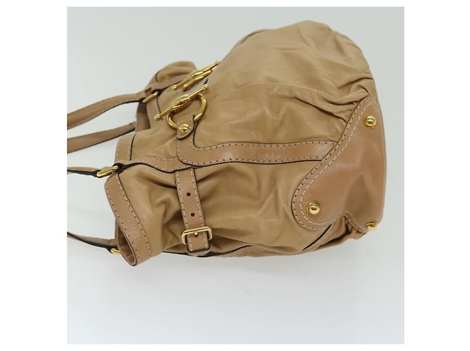 GUCCI Borsa A Tracolla Horsebit Pelle Beige 203546 Auth FM3198 - vista 5