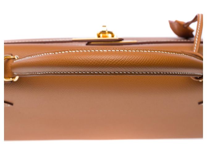 Hermès Borsa Hermes Kelly 32 in Pelle Dorata - 101786 D'oro - vista 10