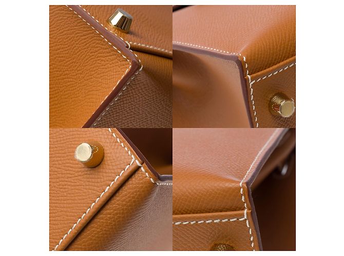 Hermès Borsa Hermes Kelly 32 in Pelle Dorata - 101786 D'oro - vista 12