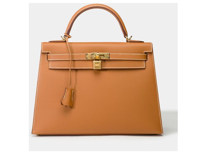 Hermès Borsa Hermes Kelly 32 in Pelle Dorata - 101786 D'oro - vista 2