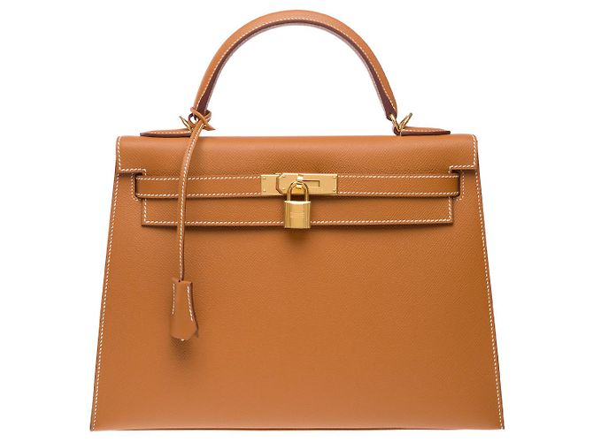 Hermès Borsa Hermes Kelly 32 in Pelle Dorata - 101786 D'oro - vista 3