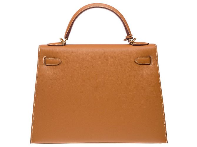 Hermès Borsa Hermes Kelly 32 in Pelle Dorata - 101786 D'oro - vista 4