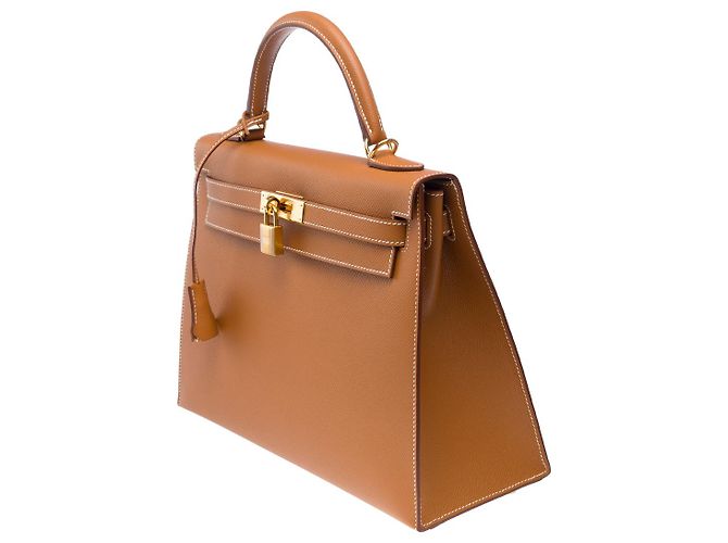 Hermès Borsa Hermes Kelly 32 in Pelle Dorata - 101786 D'oro - vista 5