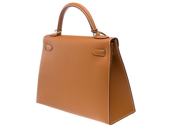 Hermès Borsa Hermes Kelly 32 in Pelle Dorata - 101786 D'oro - vista 6