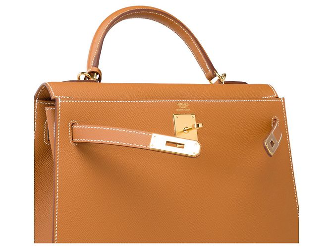 Hermès Borsa Hermes Kelly 32 in Pelle Dorata - 101786 D'oro - vista 7