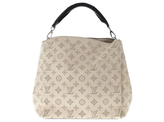 Borsa Louis Vuitton Mahina Babylone PM beige - vista 3