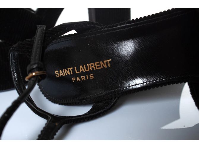 SAINT LAURENT, Bianca 85 sandali in velluto a coste con plateau Nero - vista 10