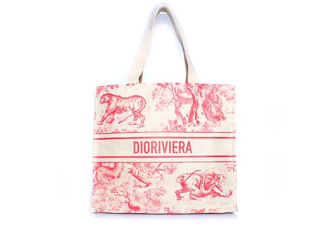 DIOR, Dioriviera – Stroh-Tragetasche in Rosa - Ansicht 2