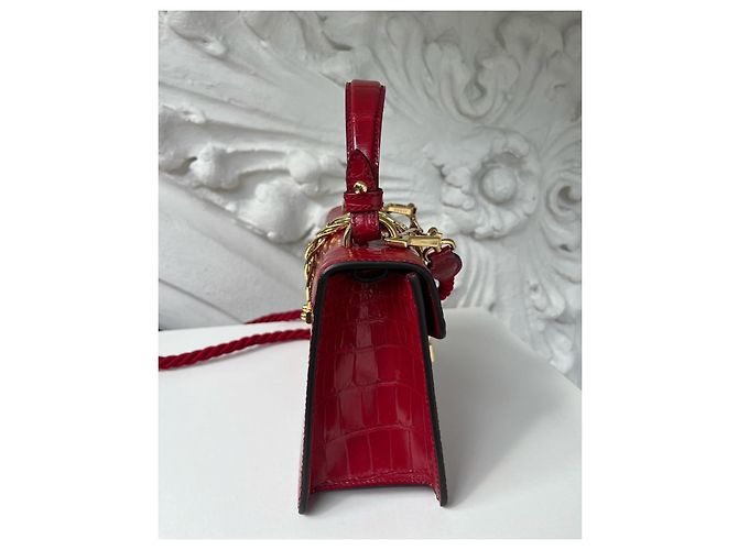 Gucci Edizione limitata Sylvie chain top handle in vero coccodrillo Pre-fall 2019 Rosso - vista 7