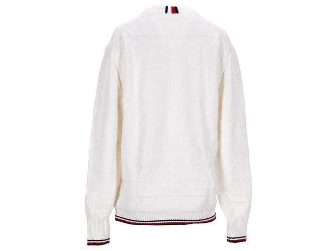 Tommy Hilfiger Suéter masculino com listras texturizadas de algodão puro - vista 3