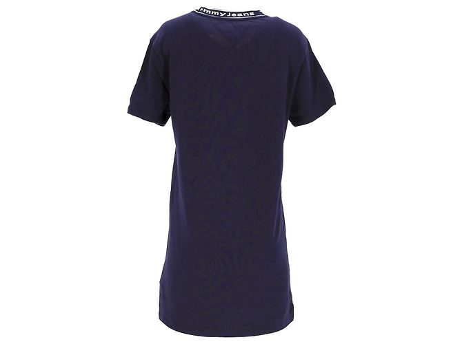 Tommy Hilfiger Vestido estilo camiseta con cuello con logo de algodón orgánico para mujer en algodón azul - vista 3