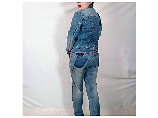 Pantalones rectos de mezclilla Byblos blu estilo urbano. Azul - vista 6