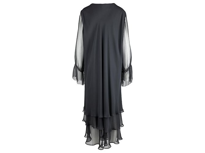 Autre Marque Colección Privée Vestido De Gasa A Capas Negro - vista 2