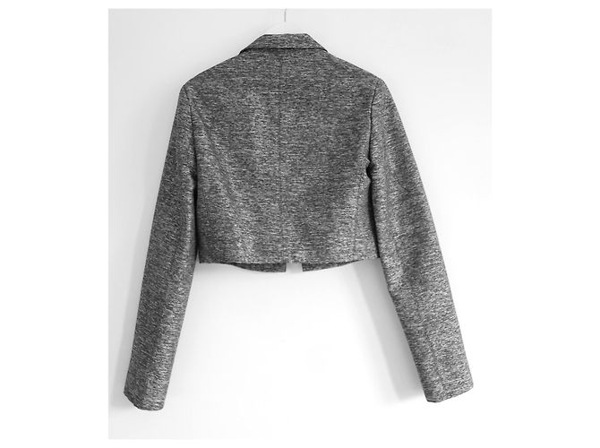 Dior x Raf Simons Resort 2015 Grauer strukturierter Crop-Blazer. - Ansicht 2