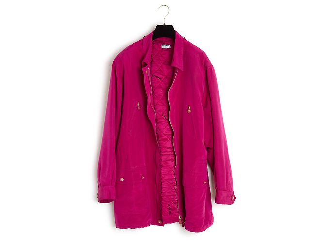 AH1994 Parka Chanel FR38 Oversize FW1994 Parka de seda rosa US8 - vista 2