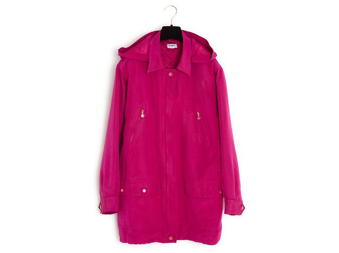 AH1994 Parka Chanel FR38 Oversize FW1994 Parka de seda rosa US8 - vista 3