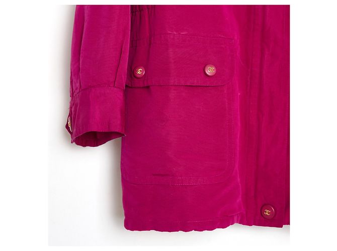 AH1994 Parka Chanel FR38 Oversize FW1994 Parka de seda rosa US8 - vista 4