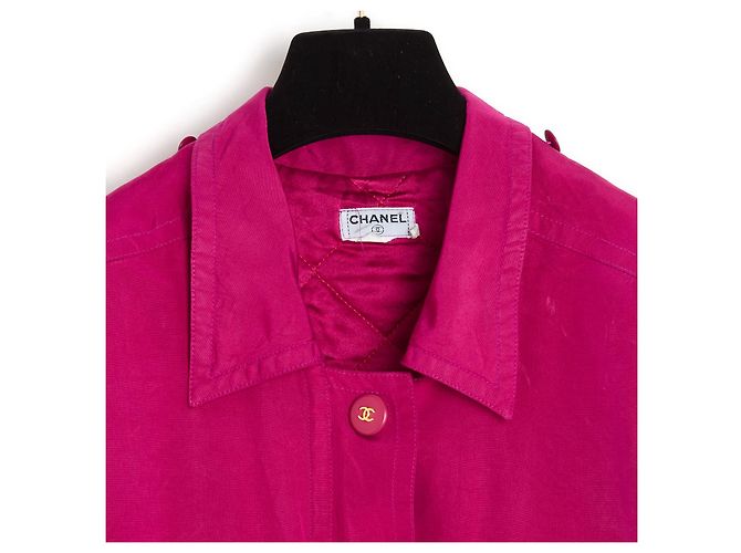AH1994 Parka Chanel FR38 Oversize FW1994 Parka de seda rosa US8 - vista 8
