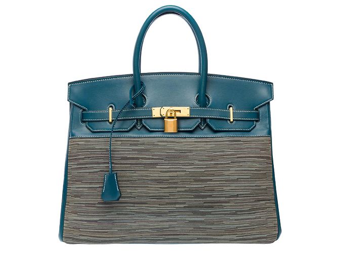 Hermès HERMES BIRKIN BAG 35 in Blue Canvas - 101753 - view 2