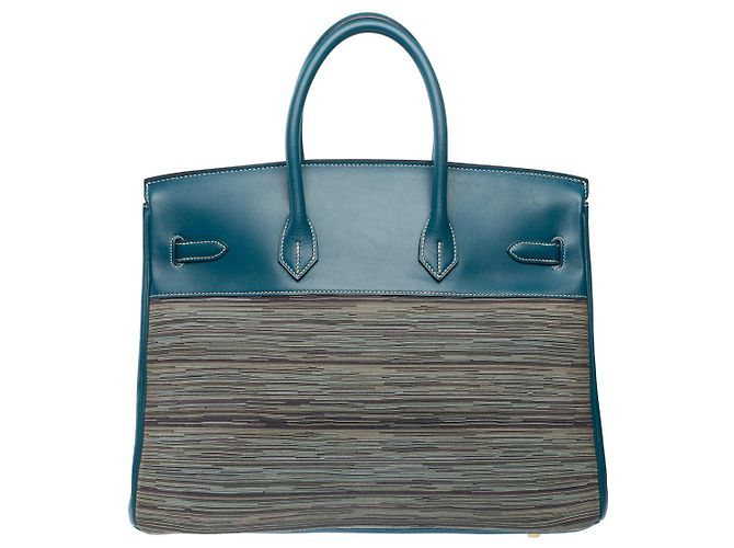 Hermès HERMES BIRKIN BAG 35 in Blue Canvas - 101753 - view 3