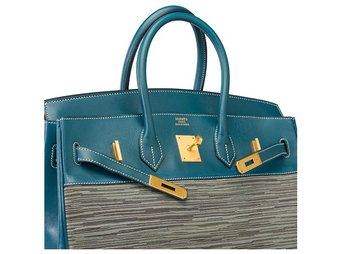 Hermès HERMES BIRKIN BAG 35 in Blue Canvas - 101753 - view 6