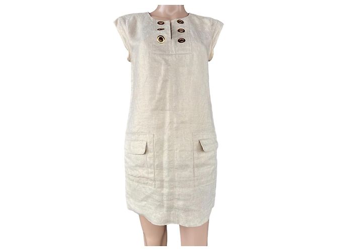 J.Crew Minikleid aus Leinen Creme Roh - Ansicht 2