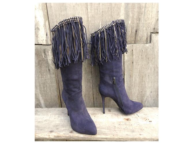 Botas Le Silla de ante violeta con flecos Púrpura - vista 3
