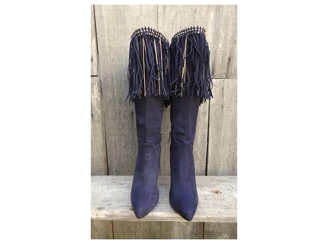 Botas Le Silla de ante violeta con flecos Púrpura - vista 4