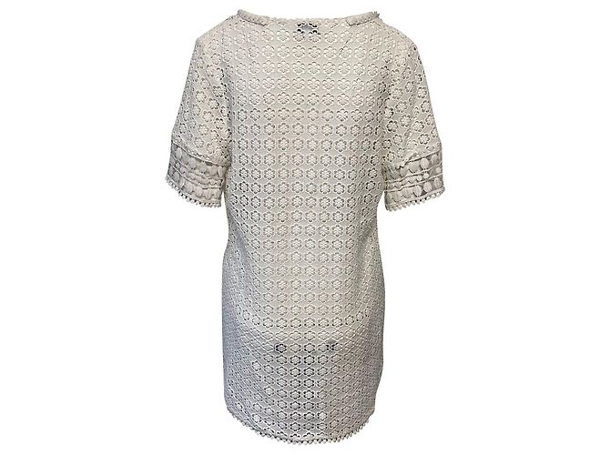Autre Marque Vestido de cóctel de encaje Miguelina en algodón blanco - vista 2