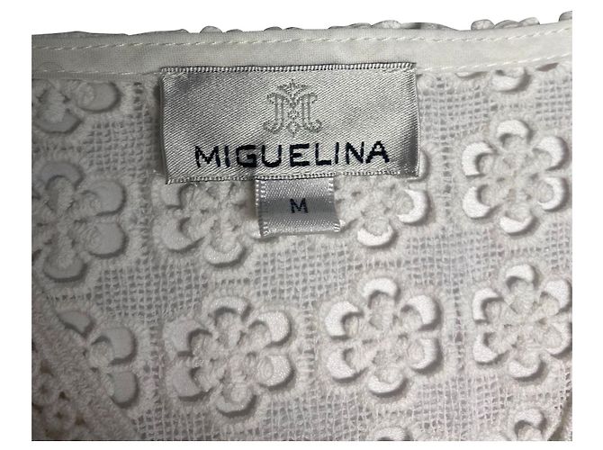 Autre Marque Vestido de cóctel de encaje Miguelina en algodón blanco - vista 3