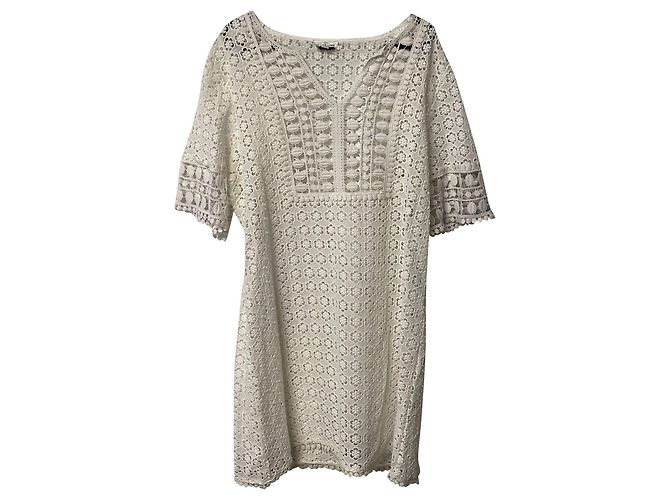 Autre Marque Vestido de cóctel de encaje Miguelina en algodón blanco - vista 5