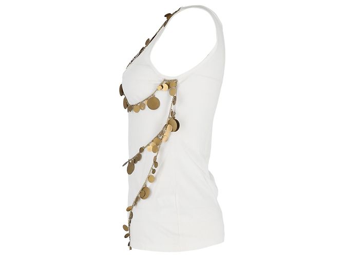 Top sin mangas de Givenchy con monedas doradas en algodón blanco - vista 2