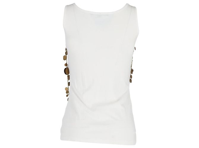 Top sin mangas de Givenchy con monedas doradas en algodón blanco - vista 3