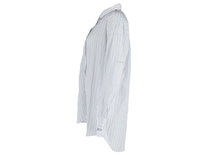 Camisa a rayas asimétrica Balenciaga en algodón blanco - vista 2