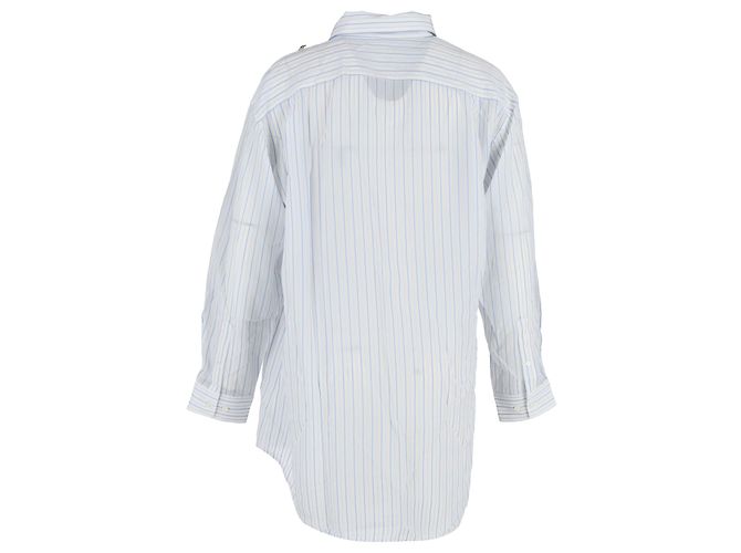 Camisa a rayas asimétrica Balenciaga en algodón blanco - vista 3