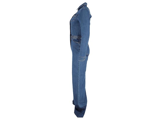 Mono de manga larga Valentino en denim de algodón azul Azul claro - vista 2
