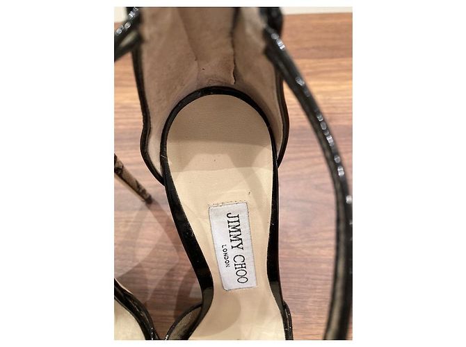 Sandálias Jimmy Choo de renda e couro de bico aberto Preto - vista 3