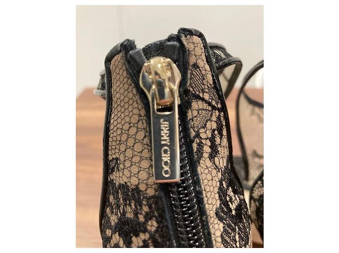 Sandálias Jimmy Choo de renda e couro de bico aberto Preto - vista 5